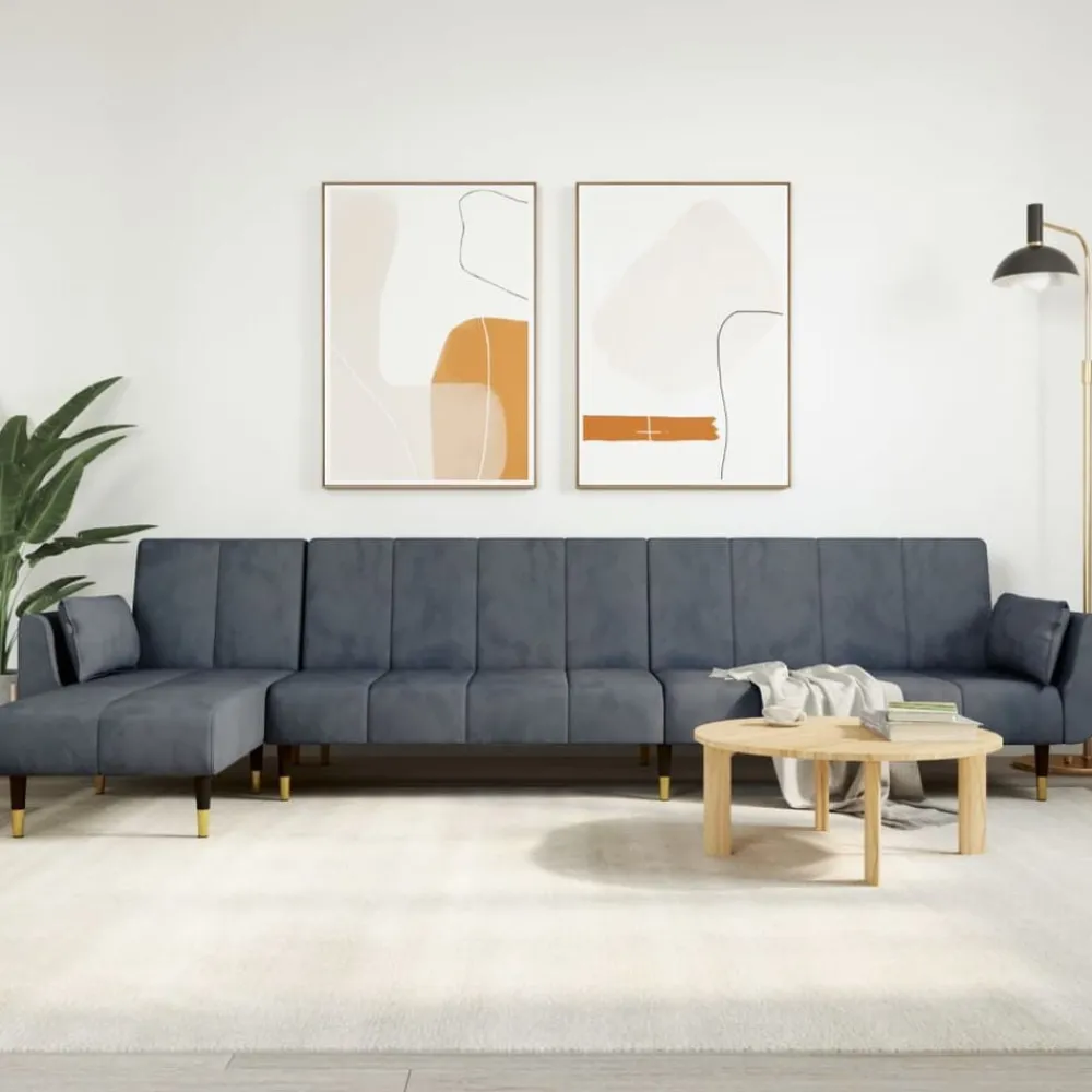 Canapés-vidaXL Canapé-lit en forme de L gris 275x140x70 cm velours Gris foncé