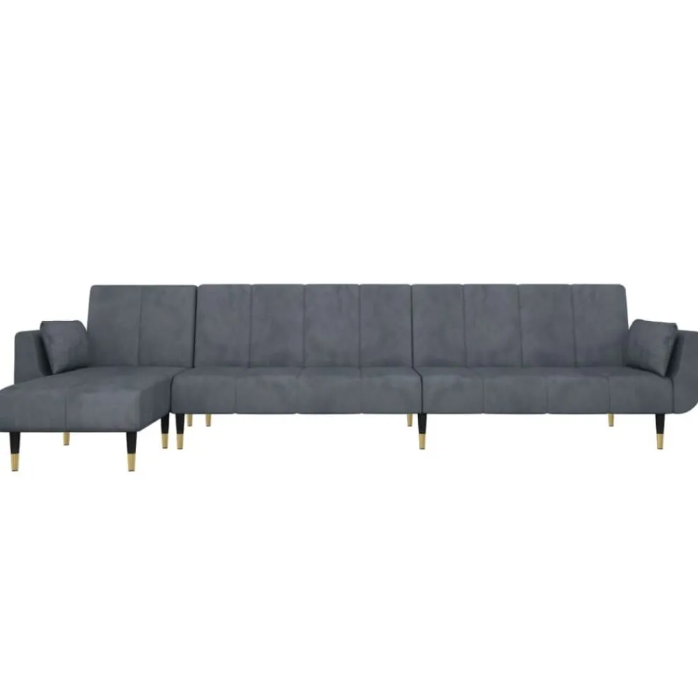 Canapés-vidaXL Canapé-lit en forme de L gris 275x140x70 cm velours Gris foncé
