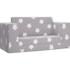 Mobilier Pour Bébés & Tout-Petits-vidaXL Canapé-lit enfant 2 places gris clair étoiles peluche douce Gris clair et blanc