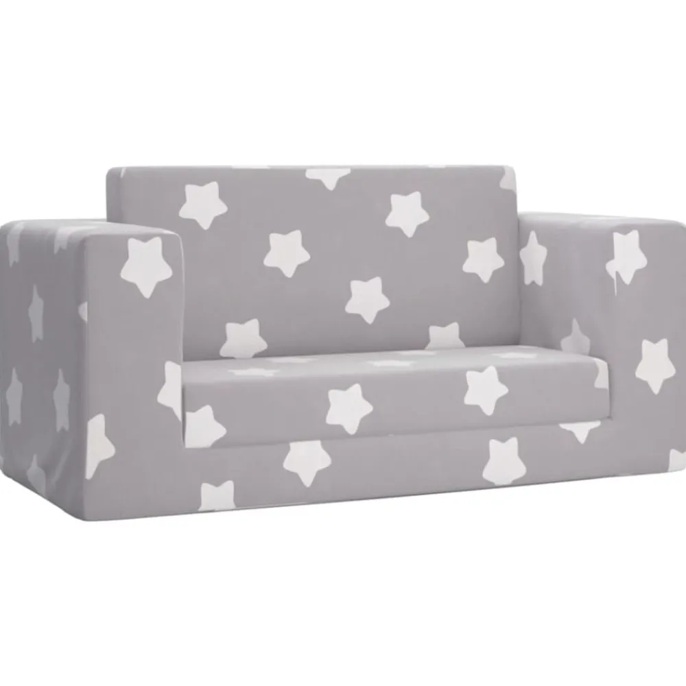 Mobilier Pour Bébés & Tout-Petits-vidaXL Canapé-lit enfant 2 places gris clair étoiles peluche douce Gris clair et blanc