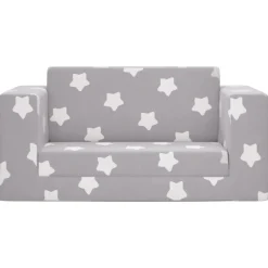 Mobilier Pour Bébés & Tout-Petits-vidaXL Canapé-lit enfant 2 places gris clair étoiles peluche douce Gris clair et blanc