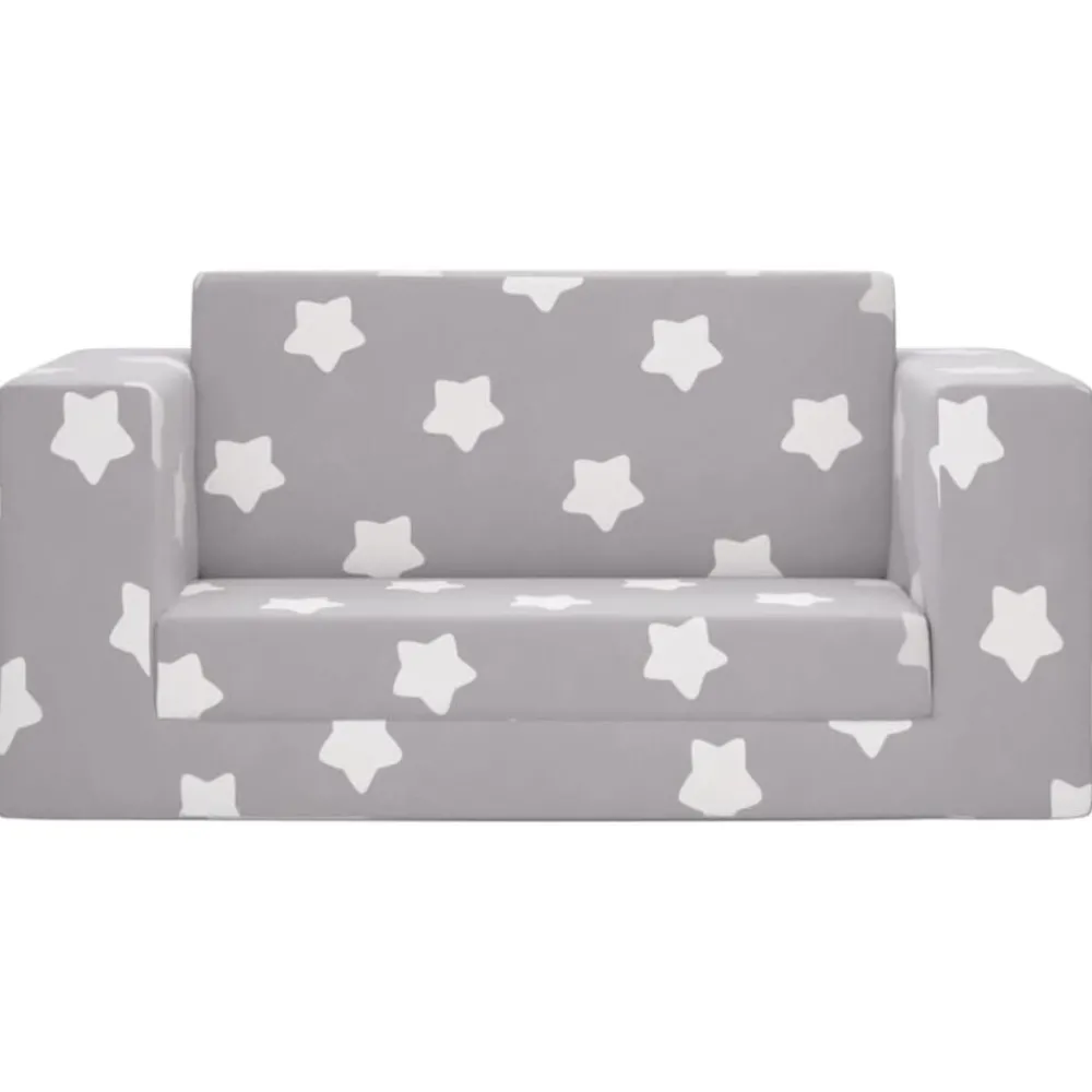 Mobilier Pour Bébés & Tout-Petits-vidaXL Canapé-lit enfant 2 places gris clair étoiles peluche douce Gris clair et blanc