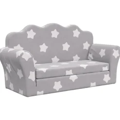 Mobilier Pour Bébés & Tout-Petits-vidaXL Canapé-lit enfant 2 places gris clair étoiles peluche douce Gris clair et blanc