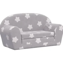 Mobilier Pour Bébés & Tout-Petits-vidaXL Canapé-lit enfant 2 places gris clair étoiles peluche douce Gris clair et blanc