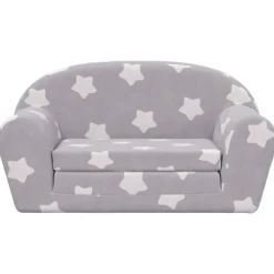 Mobilier Pour Bébés & Tout-Petits-vidaXL Canapé-lit enfant 2 places gris clair étoiles peluche douce Gris clair et blanc