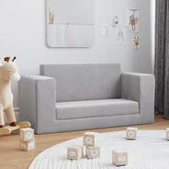 vidaXL Canapé-lit enfants 2 places peluche douce