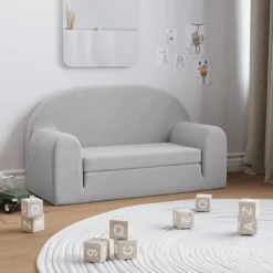 Mobilier Pour Bébés & Tout-Petits-vidaXL Canapé-lit enfants 2 places peluche douce Gris clair