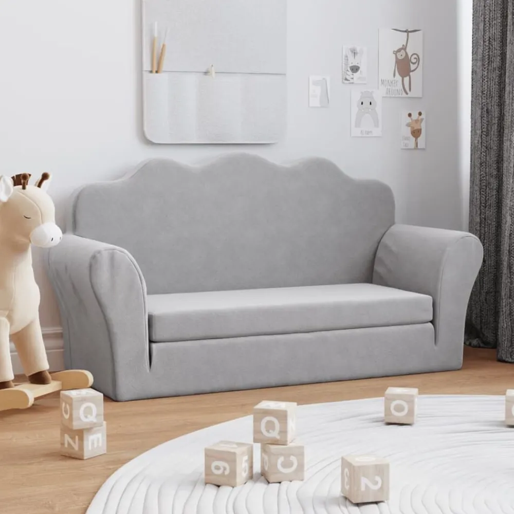 vidaXL Canapé-lit enfants 2 places peluche douce