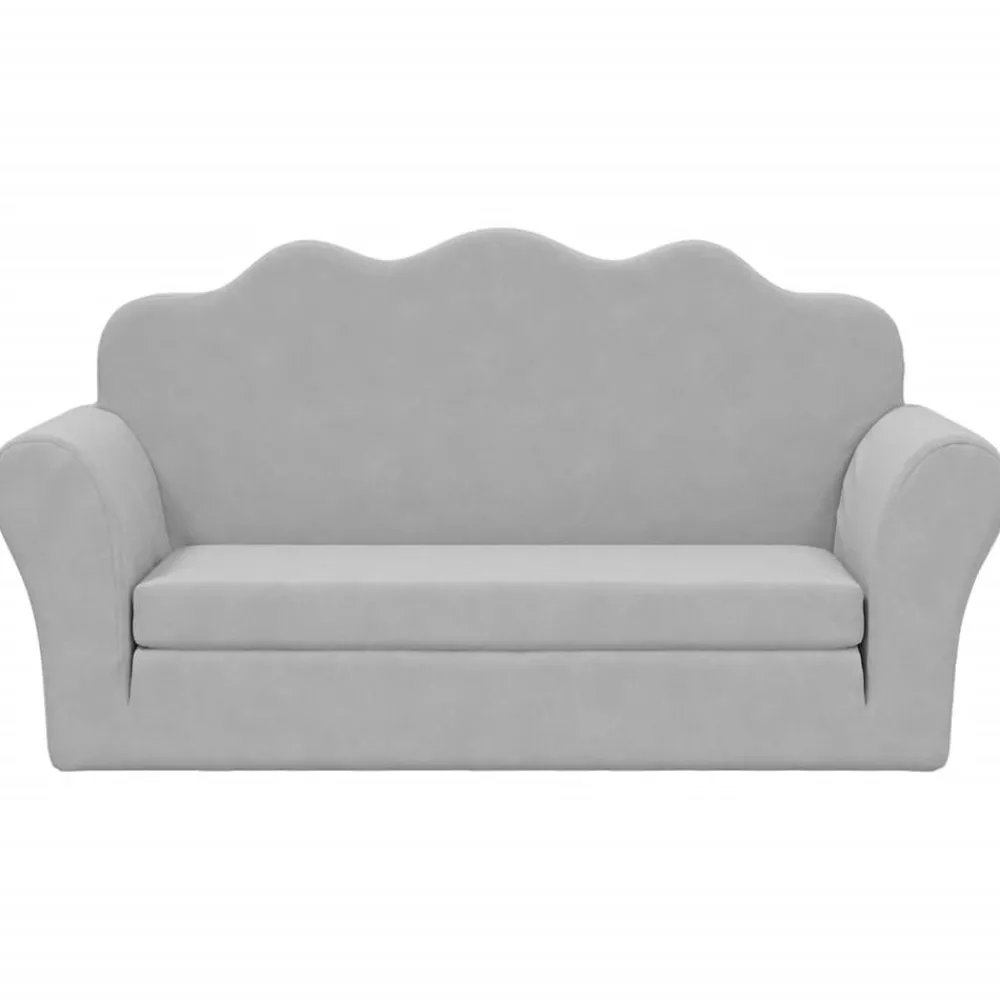vidaXL Canapé-lit enfants 2 places peluche douce