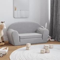 Mobilier Pour Bébés & Tout-Petits-vidaXL Canapé-lit enfants 2 places peluche douce Gris clair