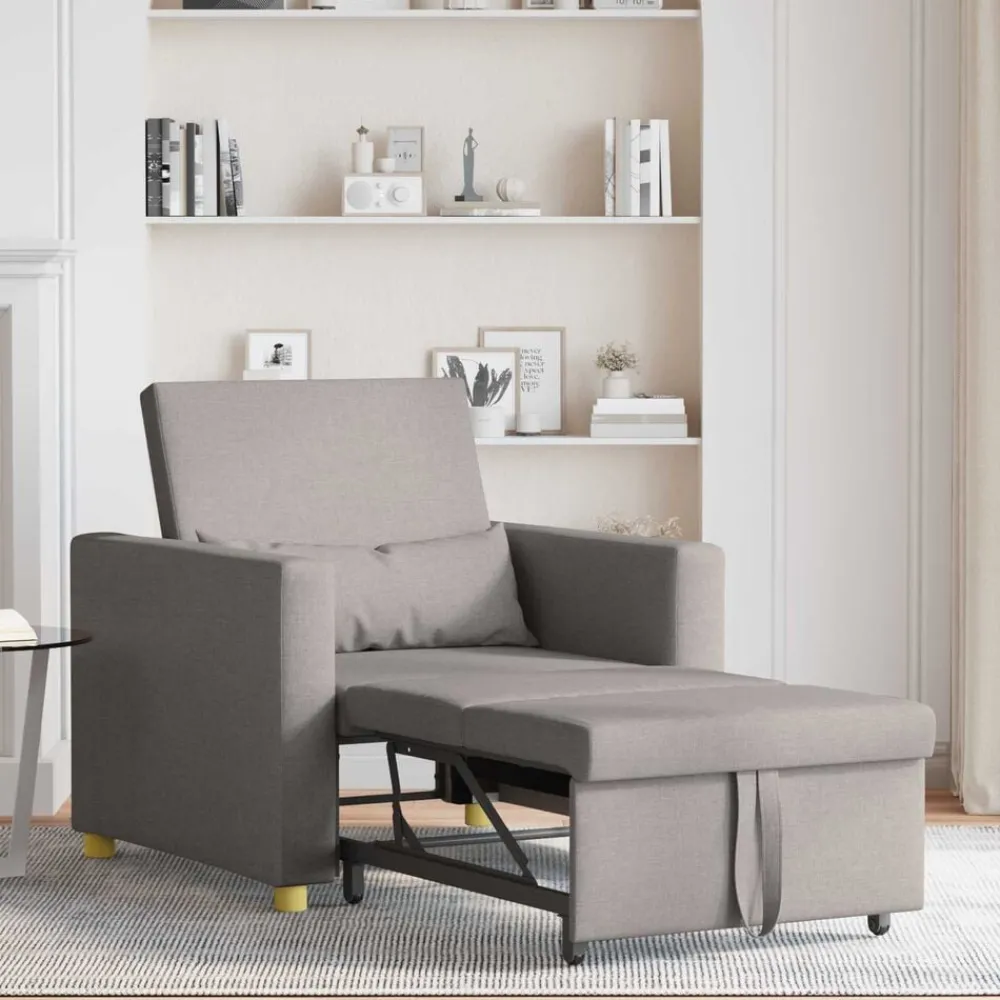 Fauteuils Et Chaises-vidaXL Canapé-lit escamotable simple 90 x 165 x 87 cm tissu Taupe