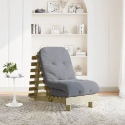 Futons-vidaXL Canapé-lit futon avec matelas 60x206x11 cm bois de pin imprégné Naturel impregné