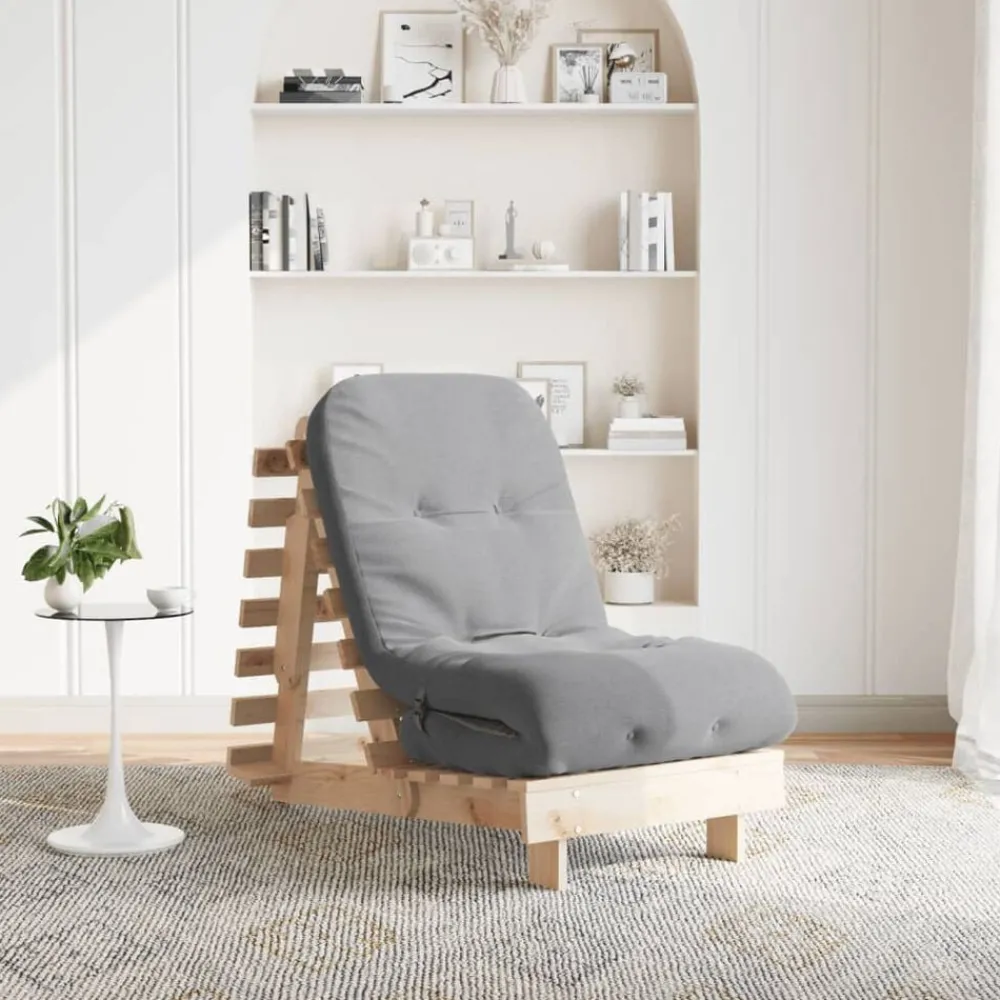 vidaXL Canapé-lit futon avec matelas 60x206x11 cm bois massif de pin