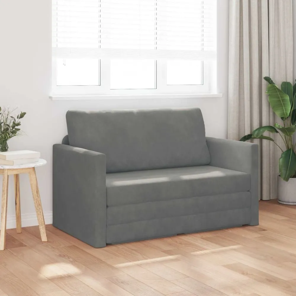 Canapés-vidaXL Canapé-Lit 124 x 71 x 78 cm Velours Gris foncé