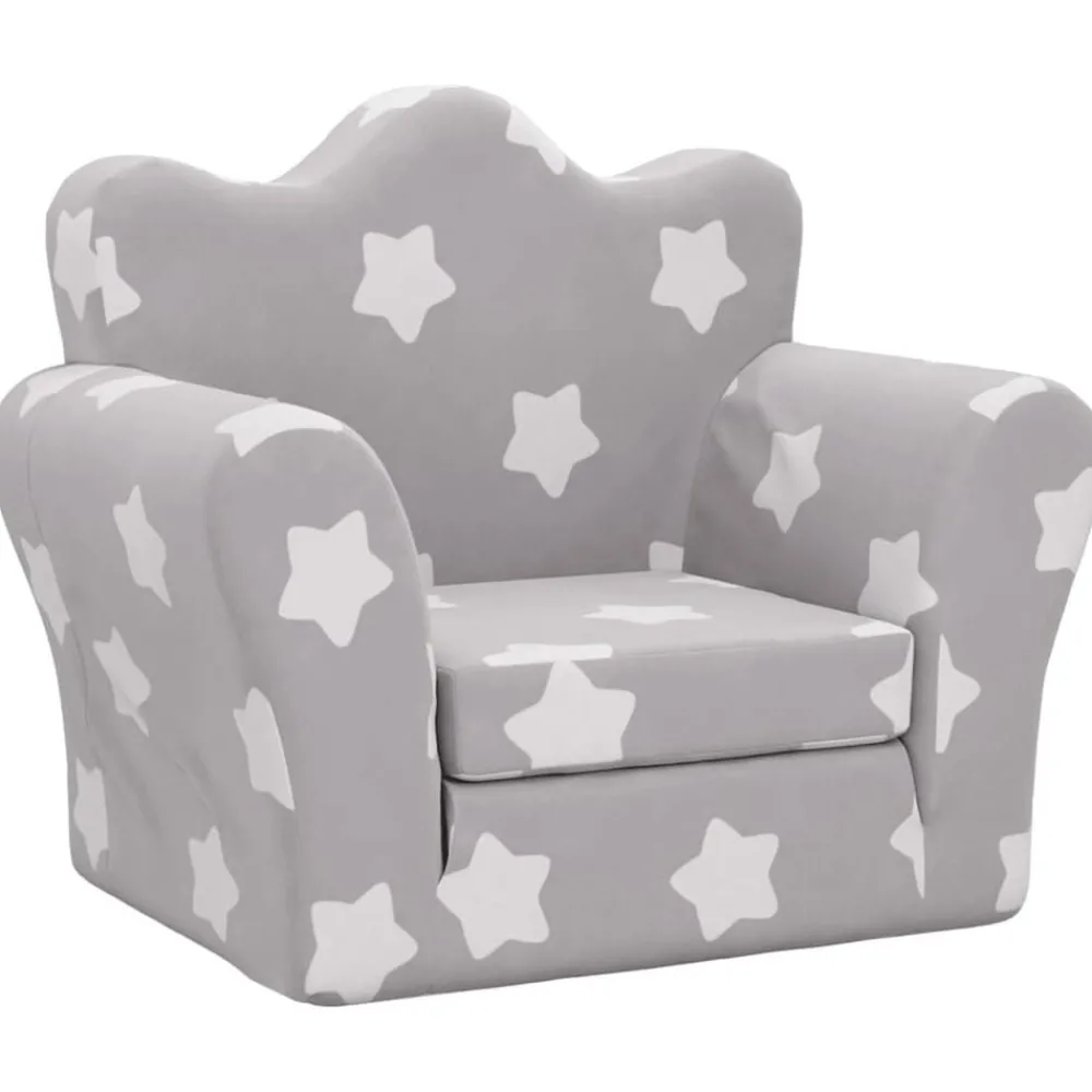 Mobilier Pour Bébés & Tout-Petits-vidaXL Canapé-lit pour enfants gris clair avec étoiles peluche douce Gris clair et blanc