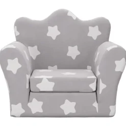 Mobilier Pour Bébés & Tout-Petits-vidaXL Canapé-lit pour enfants gris clair avec étoiles peluche douce Gris clair et blanc