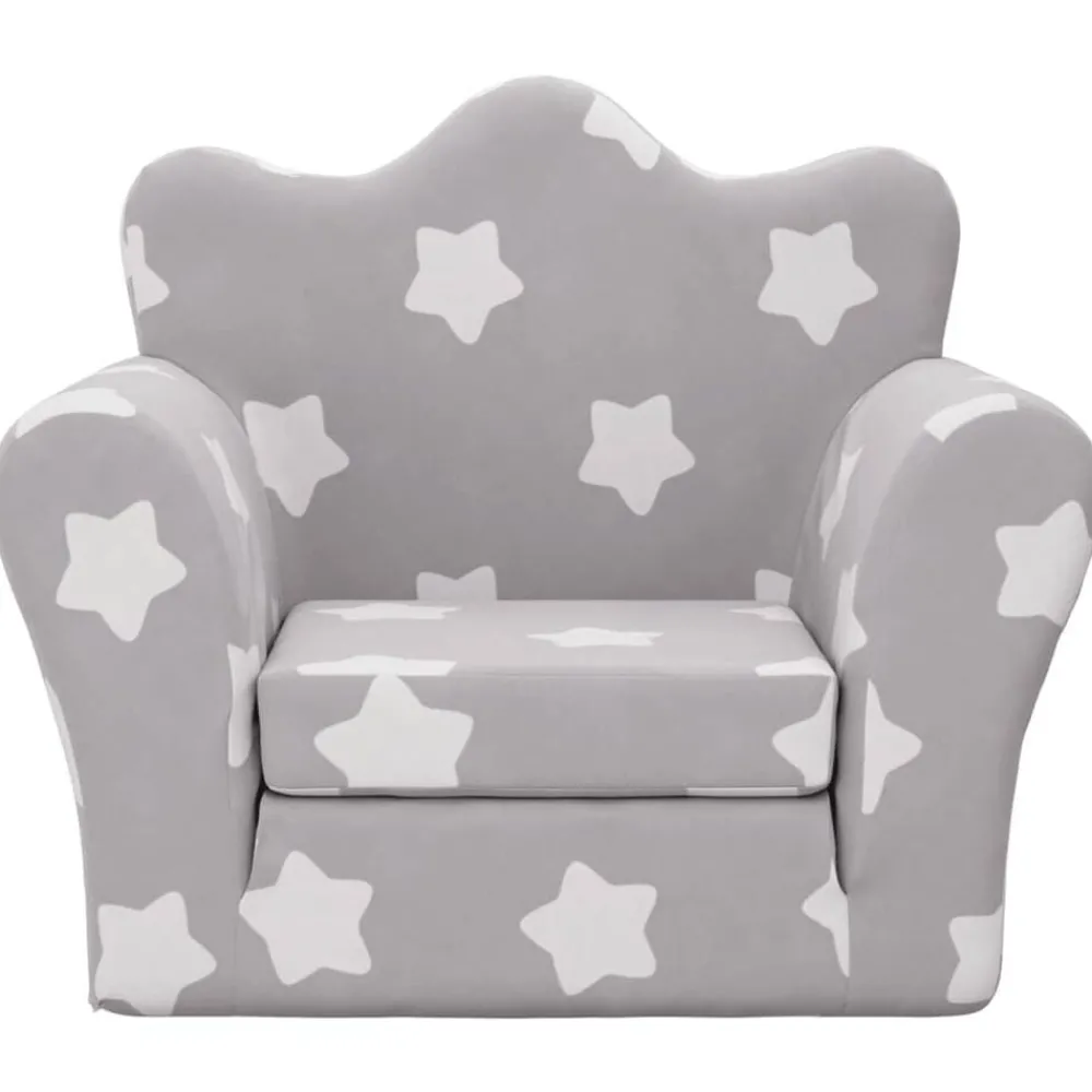 Mobilier Pour Bébés & Tout-Petits-vidaXL Canapé-lit pour enfants gris clair avec étoiles peluche douce Gris clair et blanc