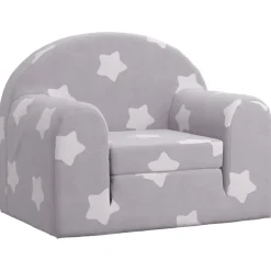 Mobilier Pour Bébés & Tout-Petits-vidaXL Canapé-lit pour enfants gris clair avec étoiles peluche douce Gris clair et blanc