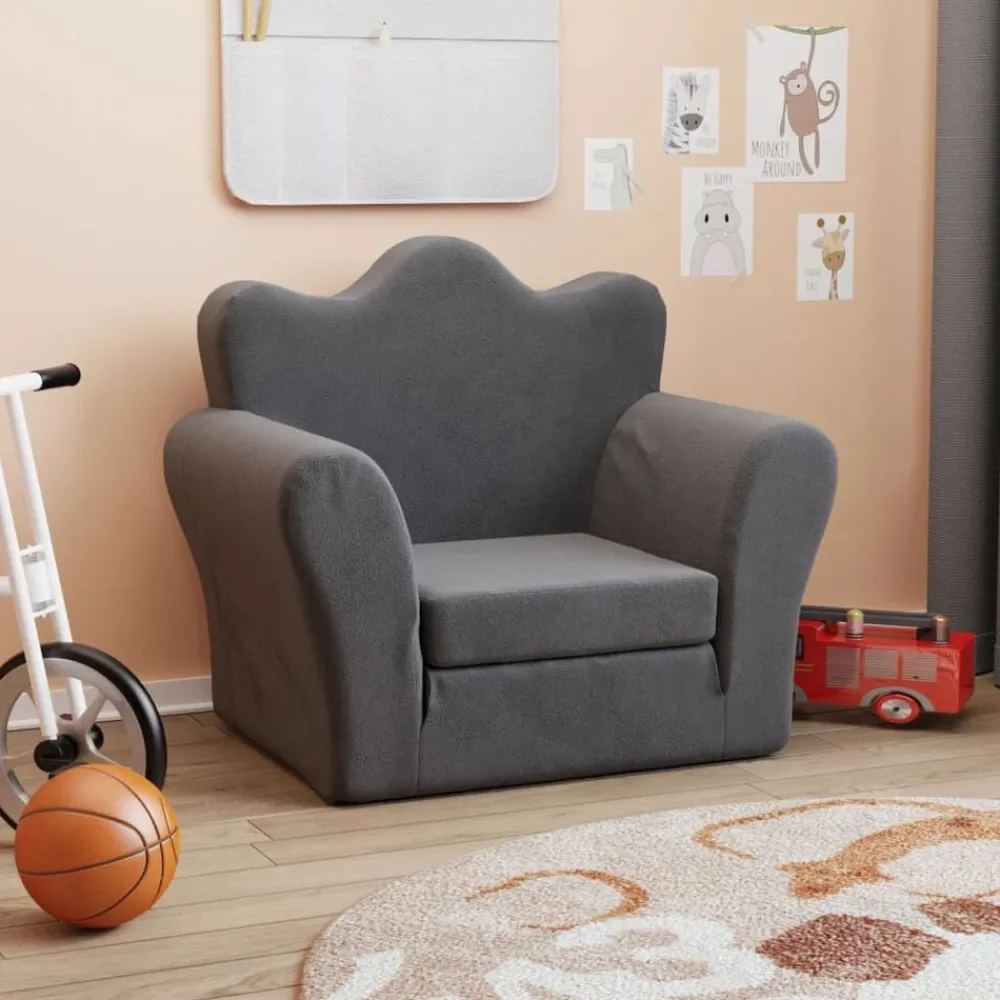 Mobilier Pour Bébés & Tout-Petits-vidaXL Canapé-lit pour enfants peluche douce Anthracite