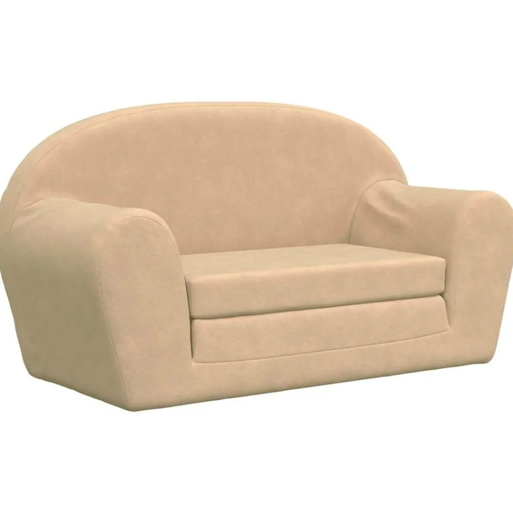 vidaXL Canapé-lit pour enfants 2 places crème peluche douce