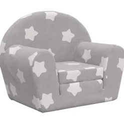 vidaXL Canapé-lit pour enfants gris clair avec étoiles peluche douce