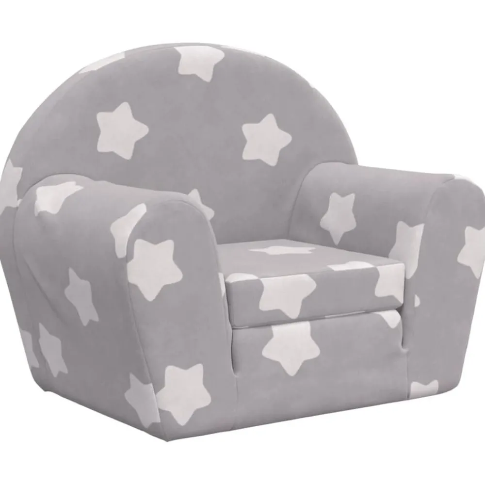vidaXL Canapé-lit pour enfants gris clair avec étoiles peluche douce