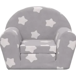 vidaXL Canapé-lit pour enfants gris clair avec étoiles peluche douce
