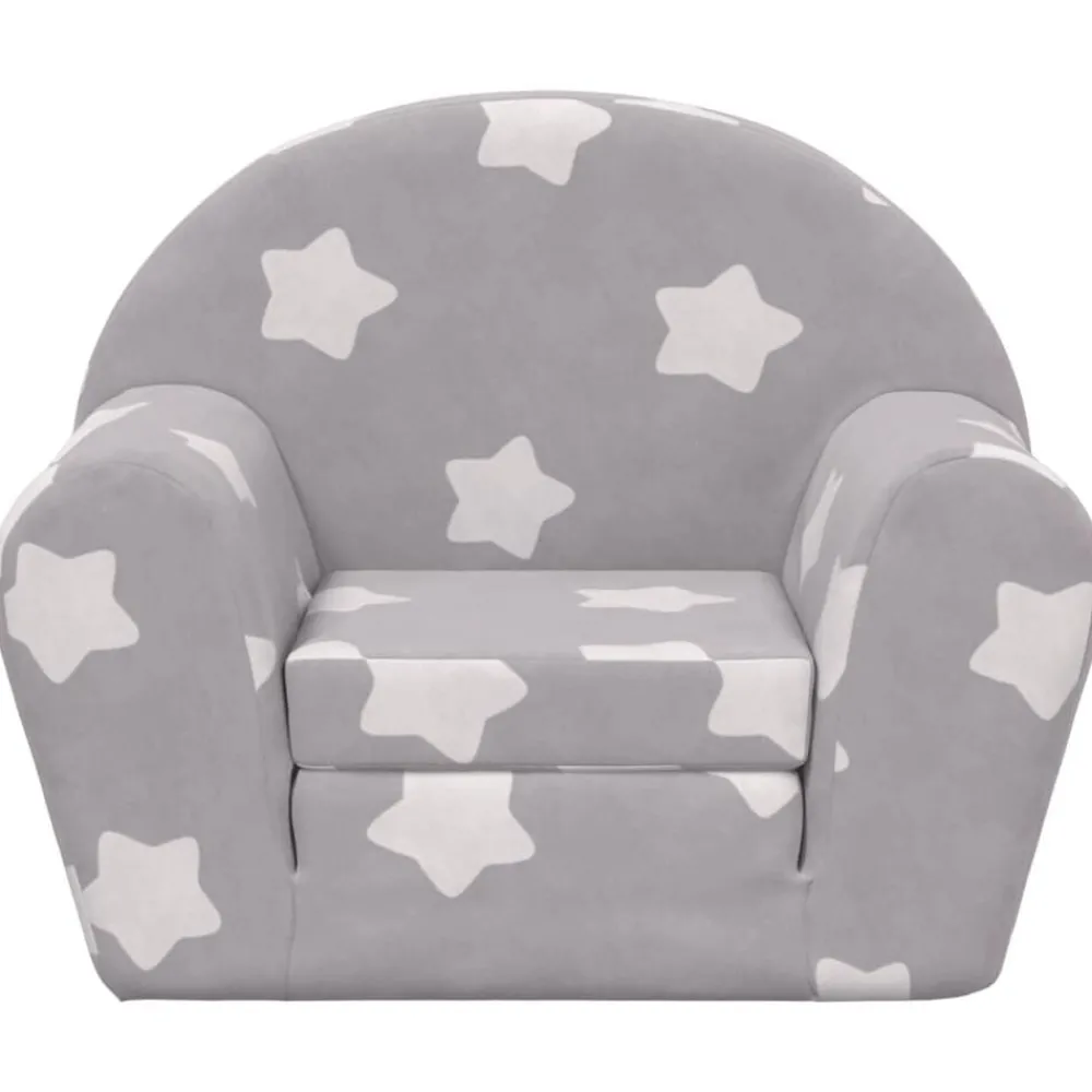 vidaXL Canapé-lit pour enfants gris clair avec étoiles peluche douce