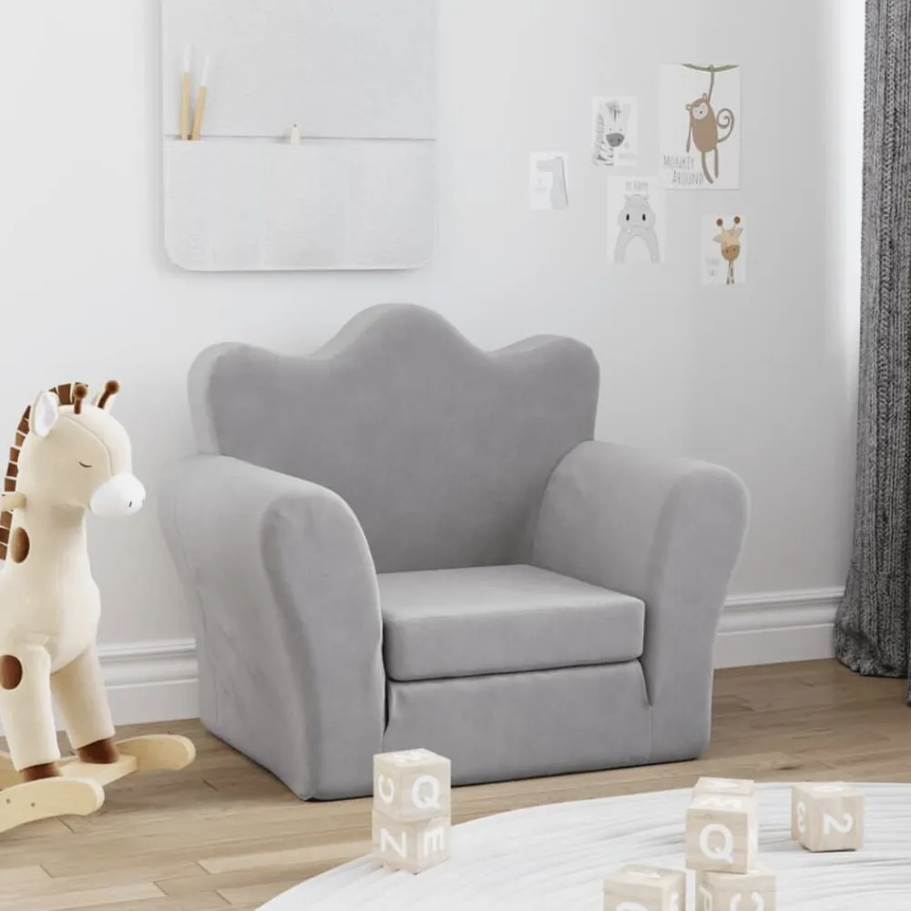 Mobilier Pour Bébés & Tout-Petits-vidaXL Canapé-lit pour enfants peluche douce Gris clair