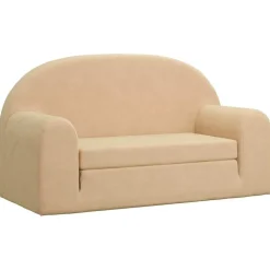 vidaXL Canapé-lit pour enfants 2 places crème peluche douce