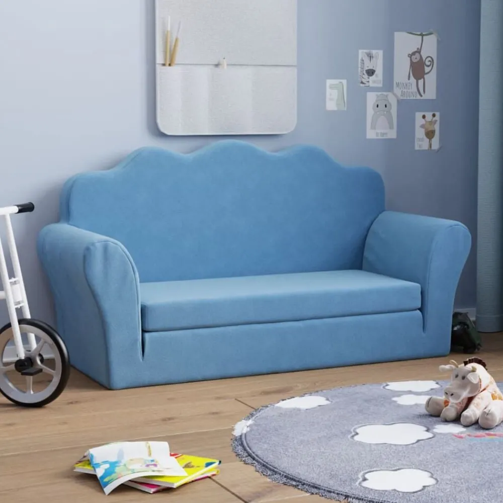 vidaXL Canapé-lit pour enfants 2 places peluche douce