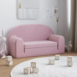 vidaXL Canapé-lit pour enfants 2 places peluche douce