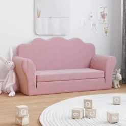 vidaXL Canapé-lit pour enfants 2 places peluche douce