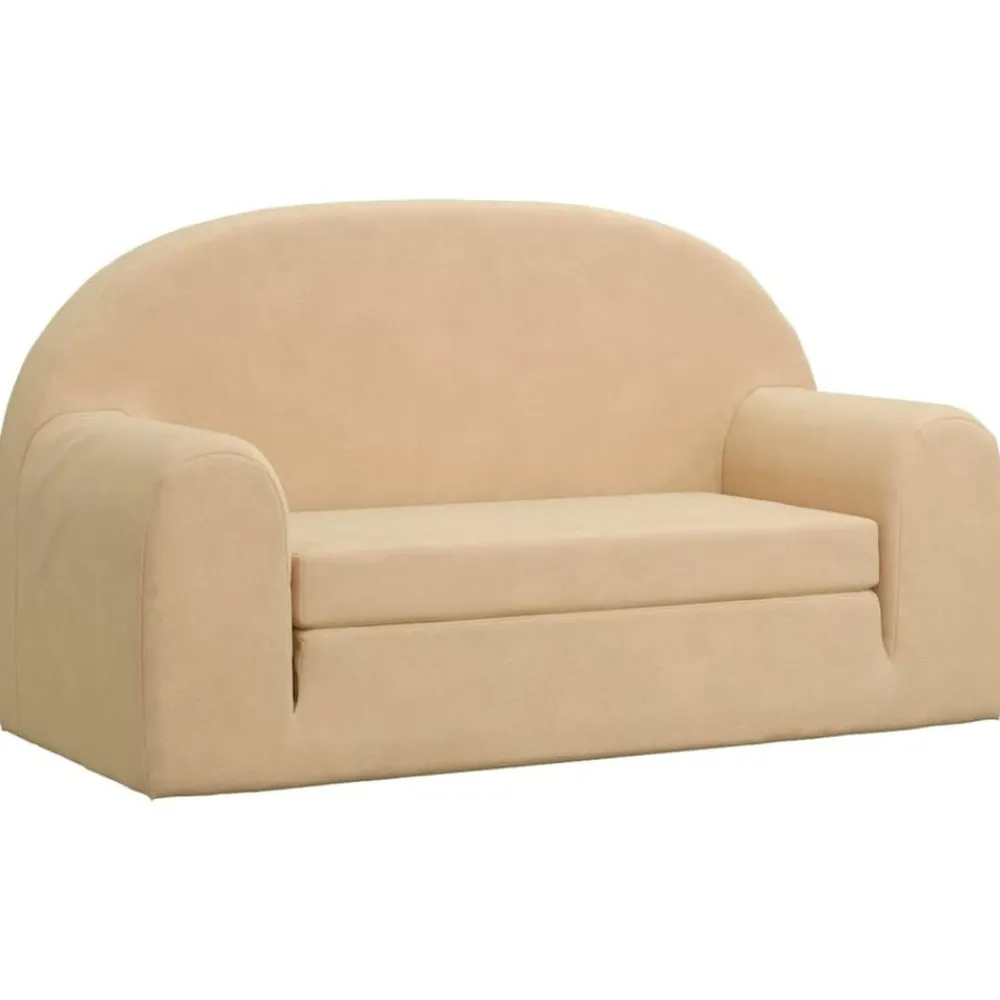 Mobilier Pour Bébés & Tout-Petits-vidaXL Canapé-lit pour enfants à 2 places Crème Peluche douce Crème
