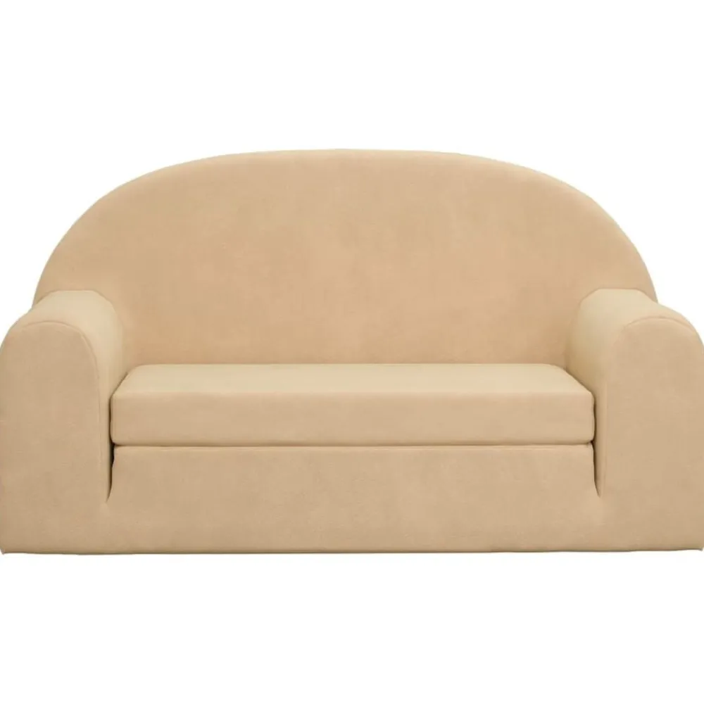 Mobilier Pour Bébés & Tout-Petits-vidaXL Canapé-lit pour enfants à 2 places Crème Peluche douce Crème