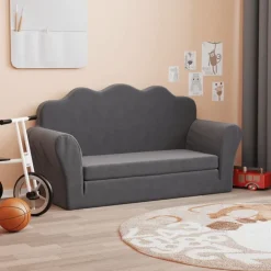 vidaXL Canapé-lit pour enfants 2 places peluche douce