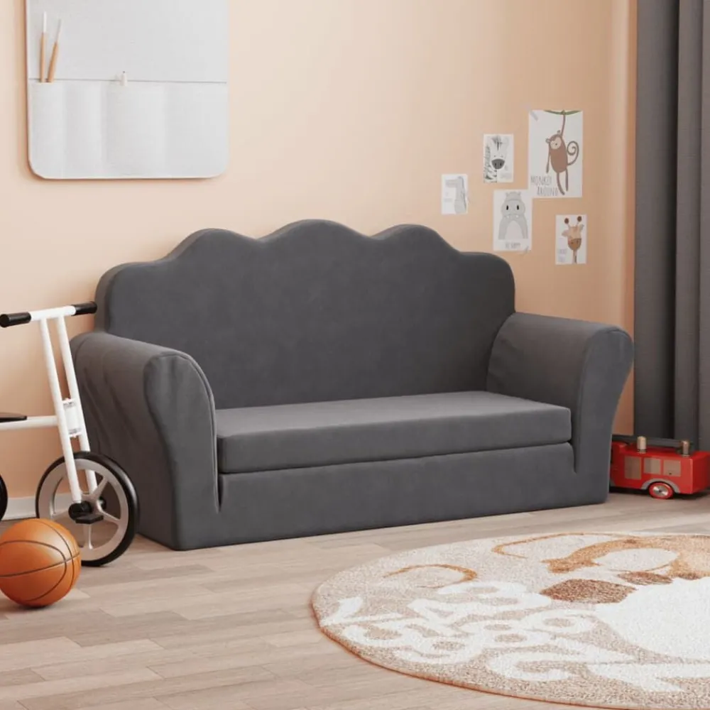 vidaXL Canapé-lit pour enfants 2 places peluche douce