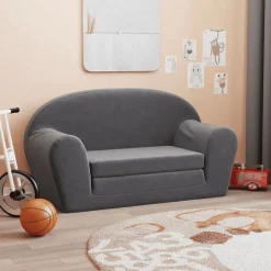 vidaXL Canapé-lit pour enfants 2 places peluche douce