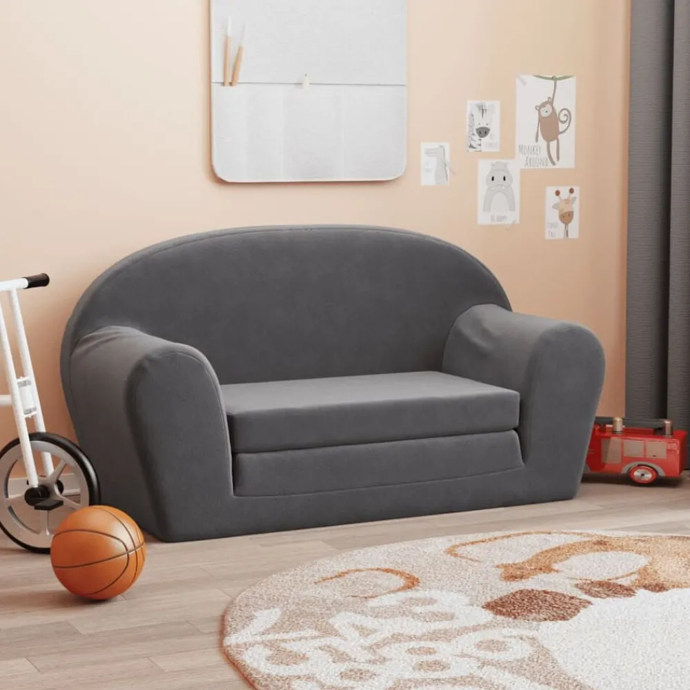 vidaXL Canapé-lit pour enfants 2 places peluche douce