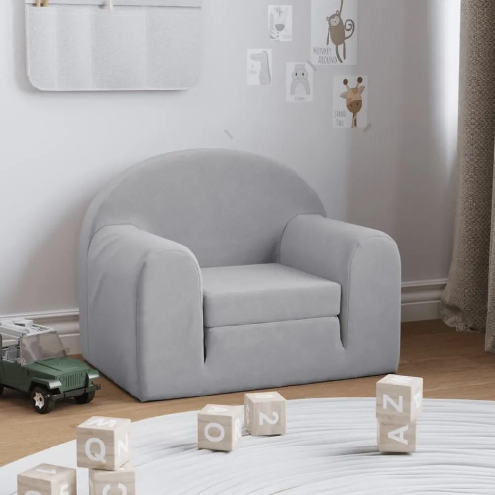 Mobilier Pour Bébés & Tout-Petits-vidaXL Canapé-lit pour enfants peluche douce Gris clair