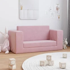 Mobilier Pour Bébés & Tout-Petits-vidaXL Canapé-lit pour enfants 2 places peluche douce Rose