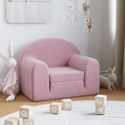 Mobilier Pour Bébés & Tout-Petits-vidaXL Canapé-lit pour enfants peluche douce Rose