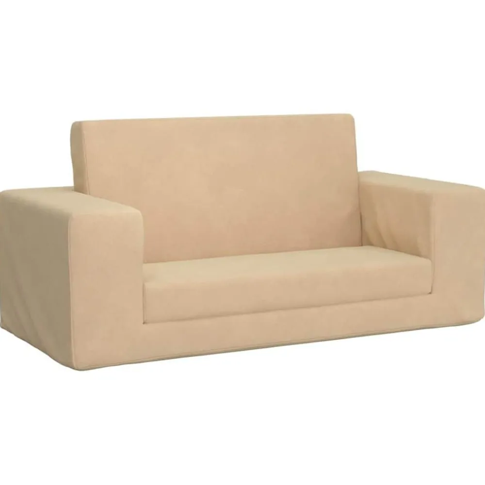 Mobilier Pour Bébés & Tout-Petits-vidaXL Canapé-lit pour enfants 2 places crème peluche douce Crème