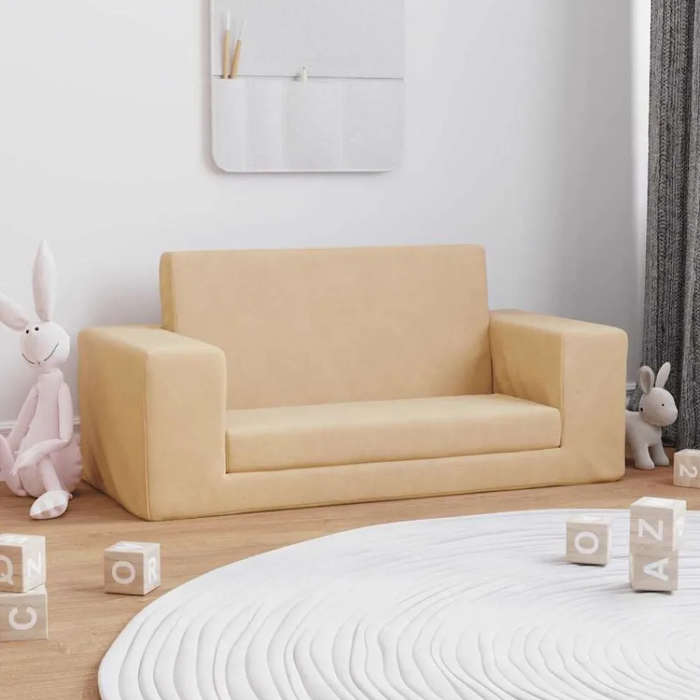 Mobilier Pour Bébés & Tout-Petits-vidaXL Canapé-lit pour enfants 2 places crème peluche douce Crème