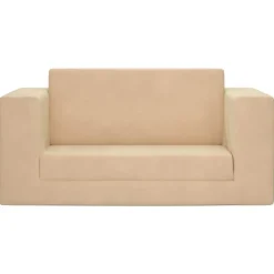 vidaXL Canapé-lit pour enfants 2 places crème peluche douce