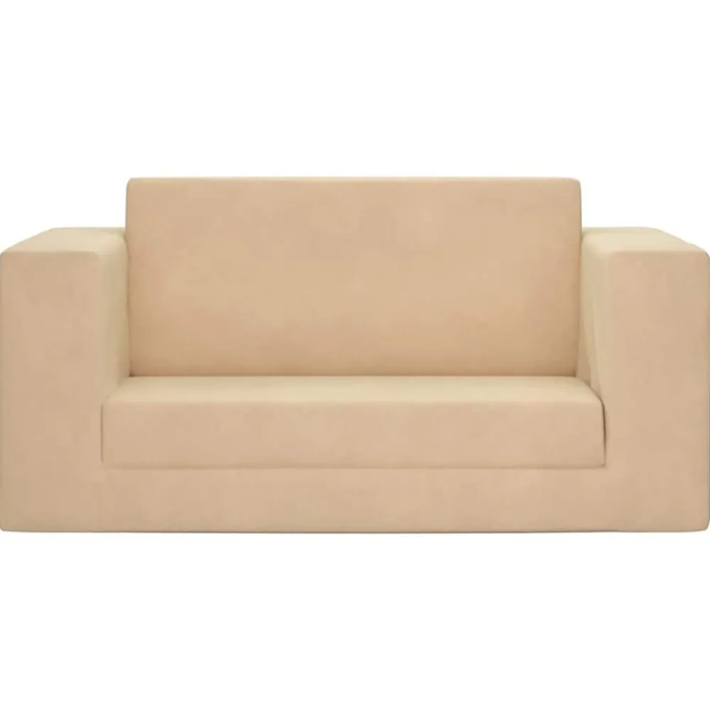 vidaXL Canapé-lit pour enfants 2 places crème peluche douce
