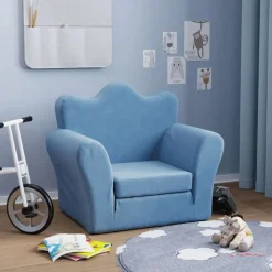 Mobilier Pour Bébés & Tout-Petits-vidaXL Canapé-lit pour enfants peluche douce Bleu