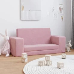Mobilier Pour Bébés & Tout-Petits-vidaXL Canapé-lit pour enfants 2 places peluche douce Rose