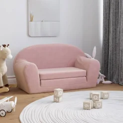 Mobilier Pour Bébés & Tout-Petits-vidaXL Canapé-lit pour enfants 2 places peluche douce Rose