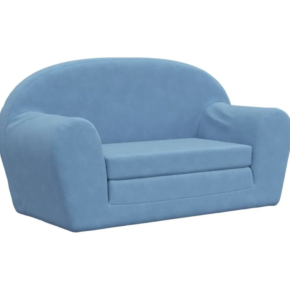 Mobilier Pour Bébés & Tout-Petits-vidaXL Canapé-lit pour enfants 2 places peluche douce Bleu